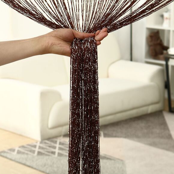 String Curtain Fringe Panel Thread Strip Backdrop Divider for Decor Brown - Picture 6 of 6